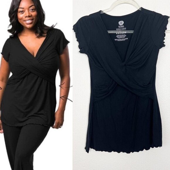 Kindred Bravely Black Davy Short Sleeve Nursing Maternity Top Womens XS Lounge - Picture 1 of 7